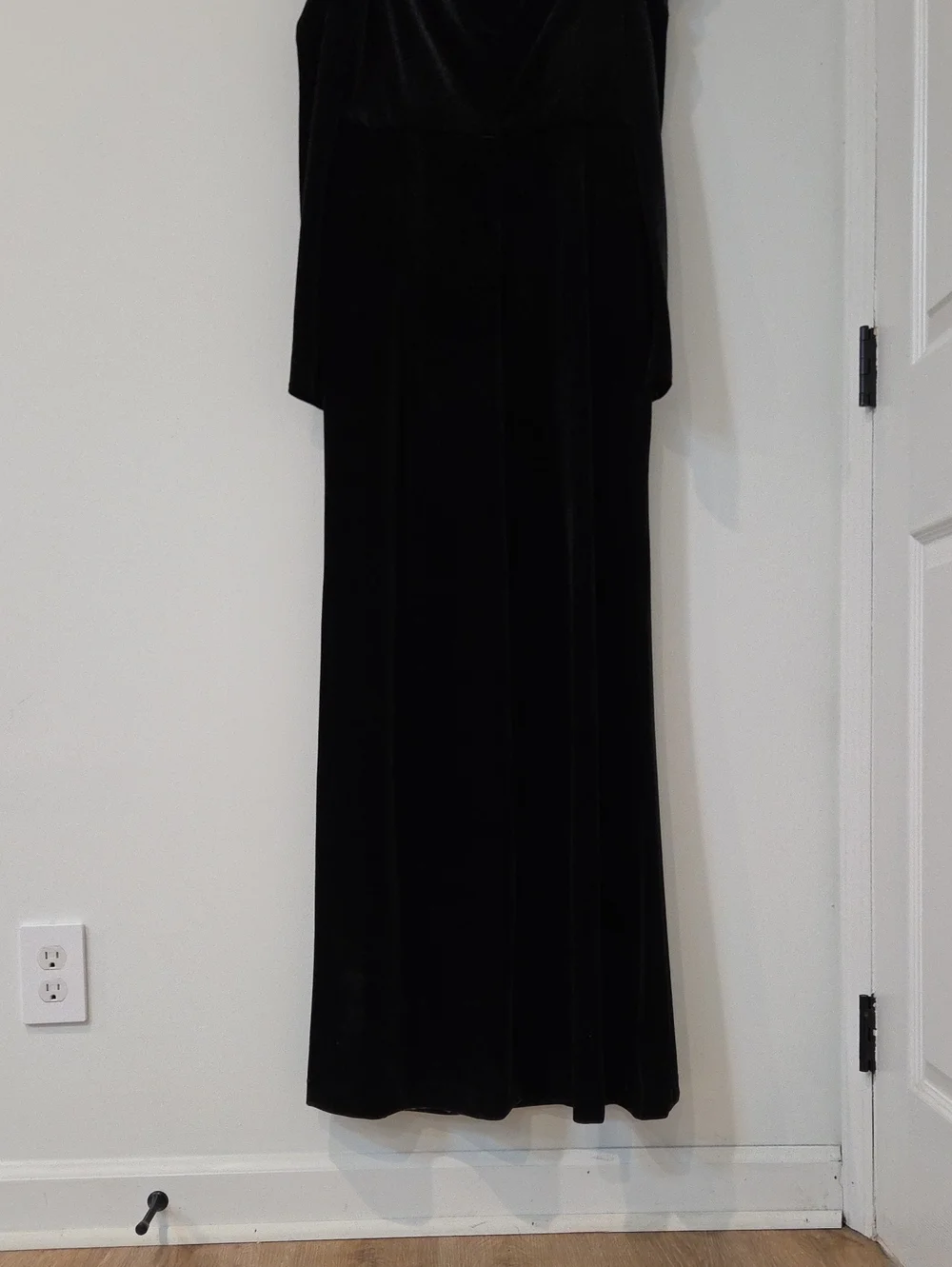 Xscape Black Velvet Off-Shoulder Maxi Dress Faux Wrap With Long Slit NEW Size 14